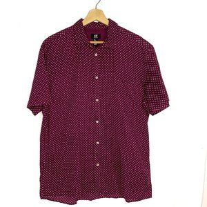 H&M Men's Polka Dot Burgundy Button Down